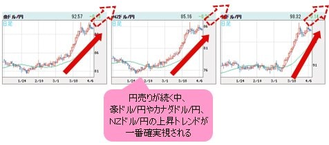 世界の通貨VS円 日足チャート