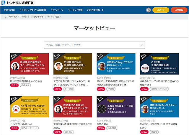 マーケット情報の「マーケットビュー」コーナー